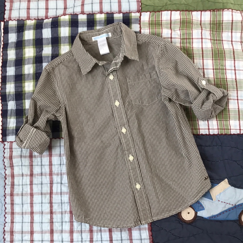 Janie and Jack brown and white gingham